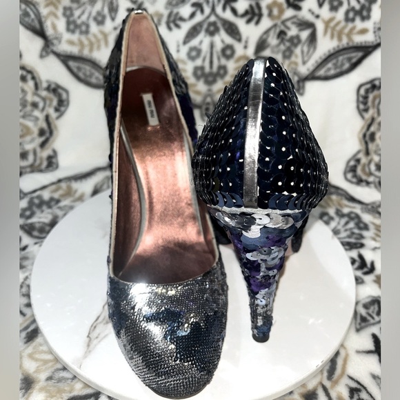 MIU MIU Sequin Embellishments Round ToePumpsHeels Size41 U.S. Size11 - Picture 14 of 16
